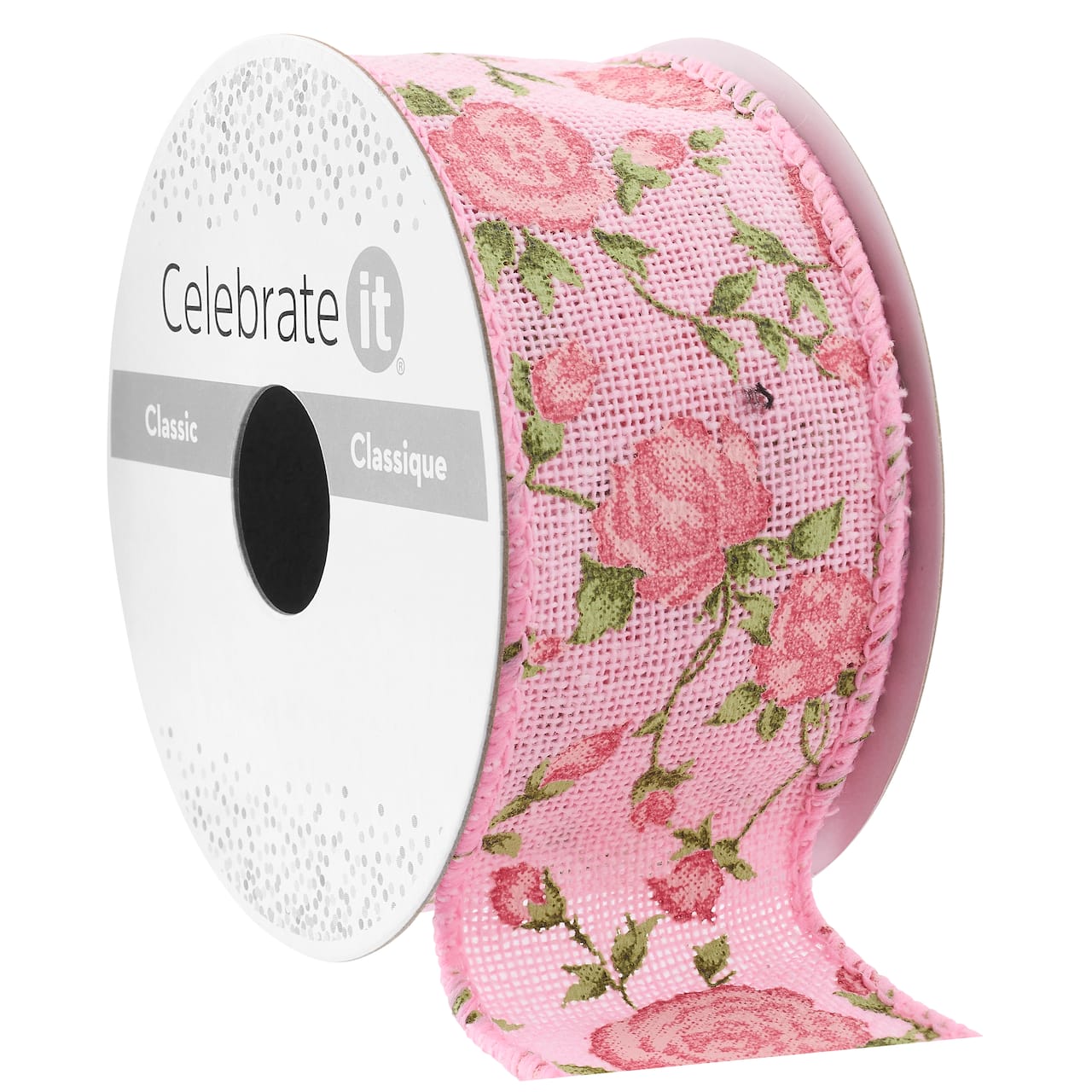 1" x 3yd. Pink Floral Print Ribbon by Celebrate It® Classic
